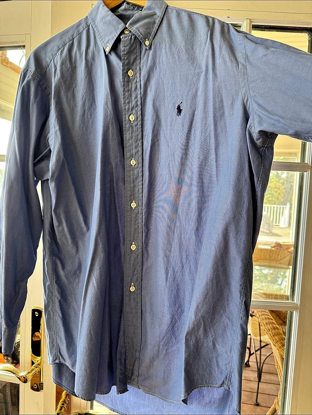 Ralph Lauren Classic Fit Button-Down Oxford Shirt Blue 151/2 32/33 runs wide and